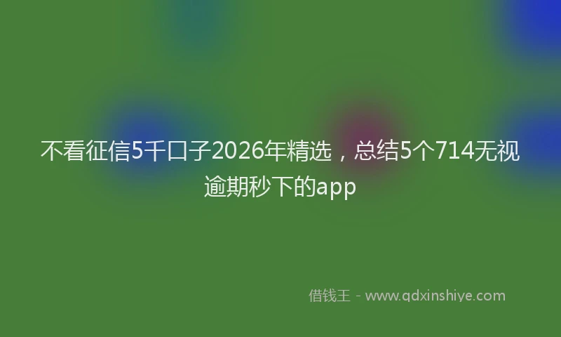 不看征信5千口子2026年精选，总结5个714无视逾期秒下的app