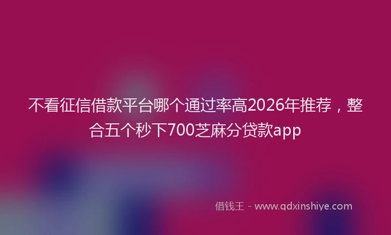 不看征信借款平台哪个通过率高2026年推荐，整合五个秒下700芝麻分贷款app