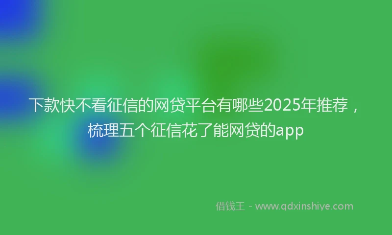 下款快不看征信的网贷平台有哪些2025年推荐，梳理五个征信花了能网贷的app