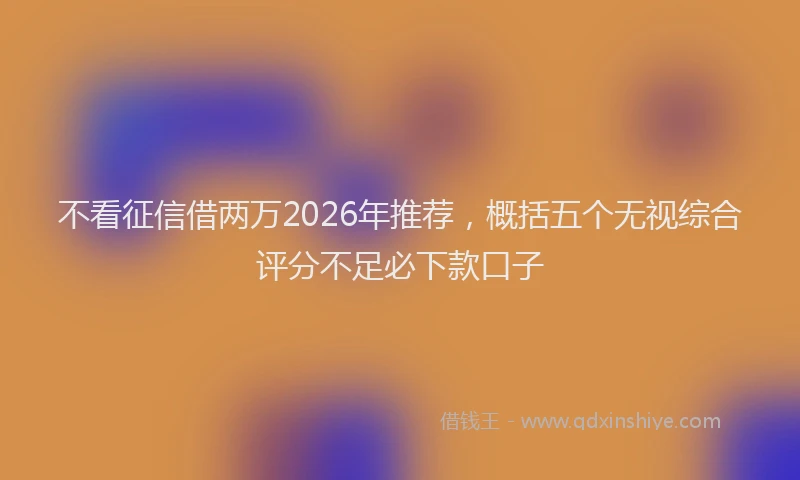 不看征信借两万2026年推荐，概括五个无视综合评分不足必下款口子