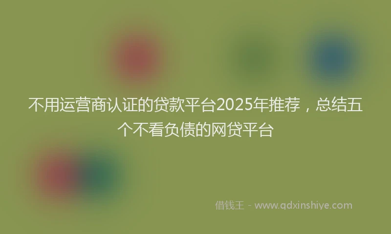 不用运营商认证的贷款平台2025年推荐，总结五个不看负债的网贷平台