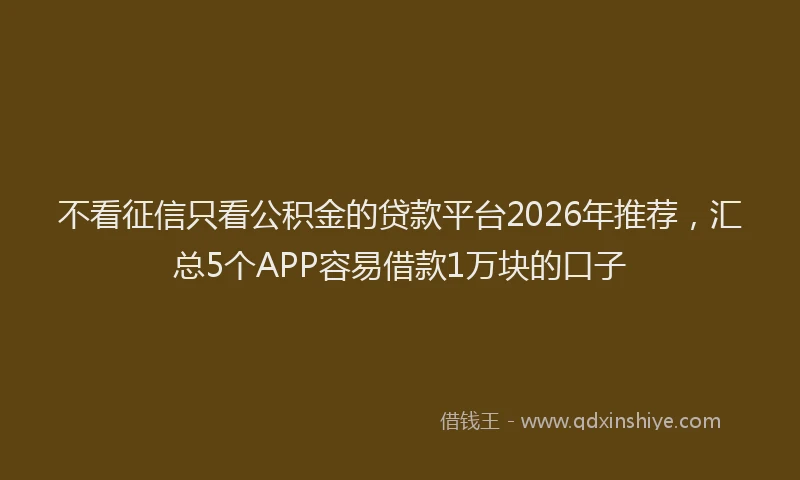 不看征信只看公积金的贷款平台2026年推荐，汇总5个APP容易借款1万块的口子