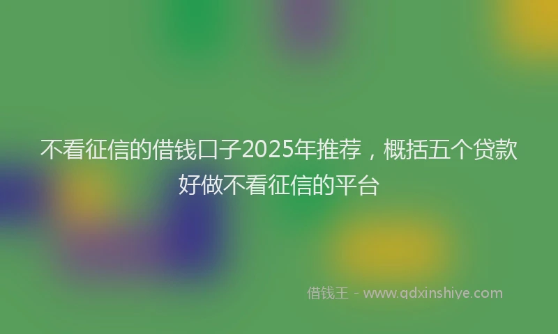 不看征信的借钱口子2025年推荐，概括五个贷款好做不看征信的平台