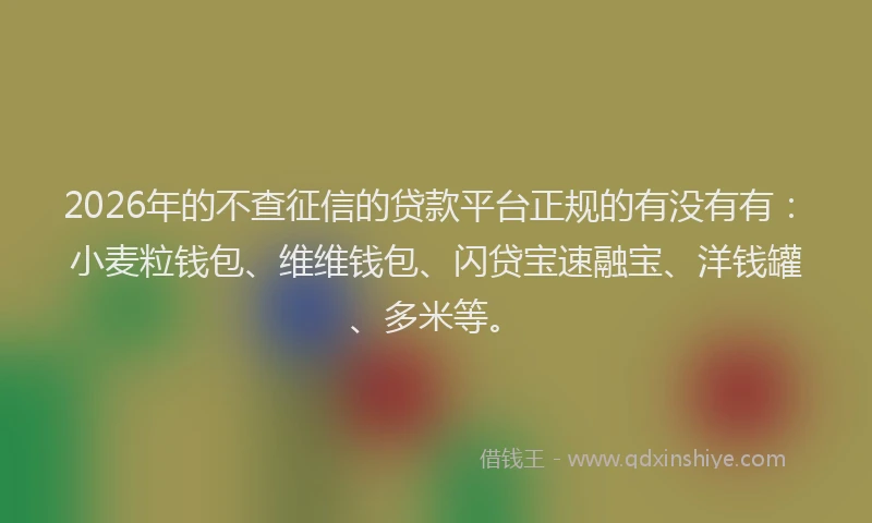 2026年的不查征信的贷款平台正规的有没有有:小麦粒钱包、维维钱包、闪贷宝速融宝、洋钱罐、多米等。