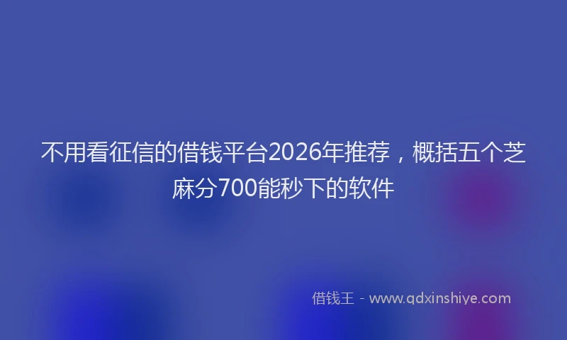 不用看征信的借钱平台2026年推荐，概括五个芝麻分700能秒下的软件