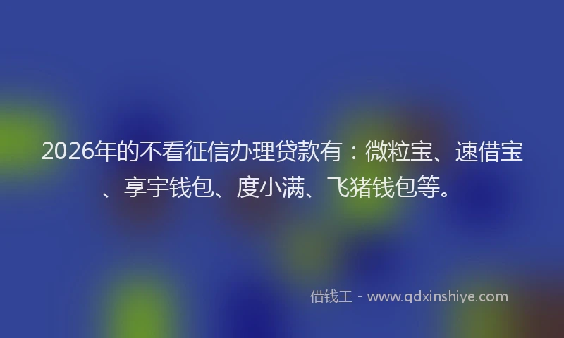 2026年的不看征信办理贷款有：微粒宝、速借宝、享宇钱包、度小满、飞猪钱包等。