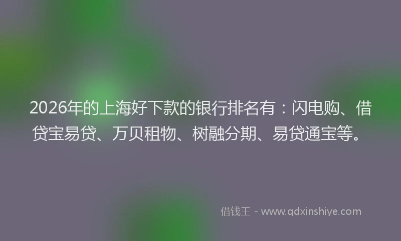 2026年的上海好下款的银行排名有:闪电购、借贷宝易贷、万贝租物、树融分期、易贷通宝等。