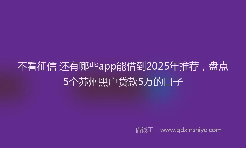 不看征信 还有哪些app能借到2025年推荐，盘点5个苏州黑户贷款5万的口子