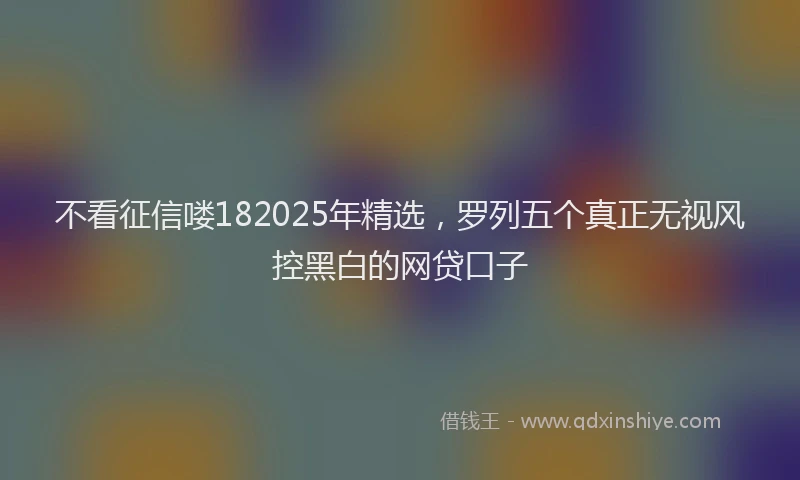 不看征信喽182025年精选，罗列五个真正无视风控黑白的网贷口子