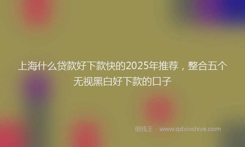 上海什么贷款好下款快的2025年推荐，整合五个无视黑白好下款的口子