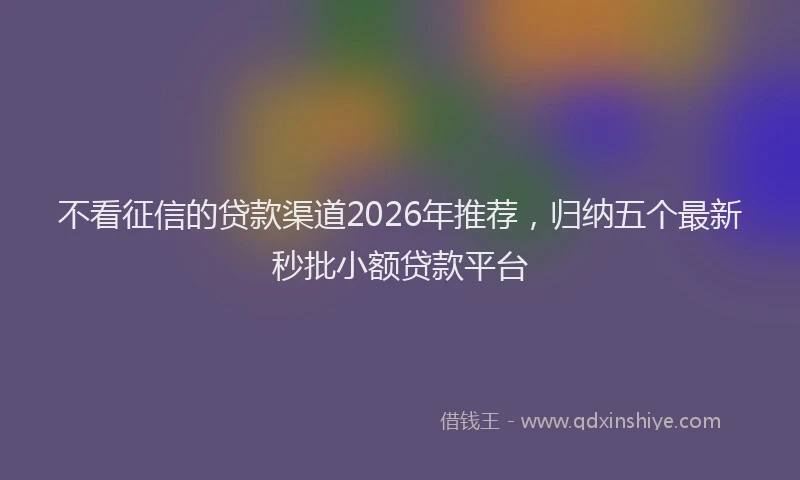 不看征信的贷款渠道2026年推荐，归纳五个最新秒批小额贷款平台