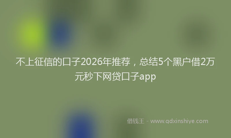 不上征信的口子2026年推荐，总结5个黑户借2万元秒下网贷口子app
