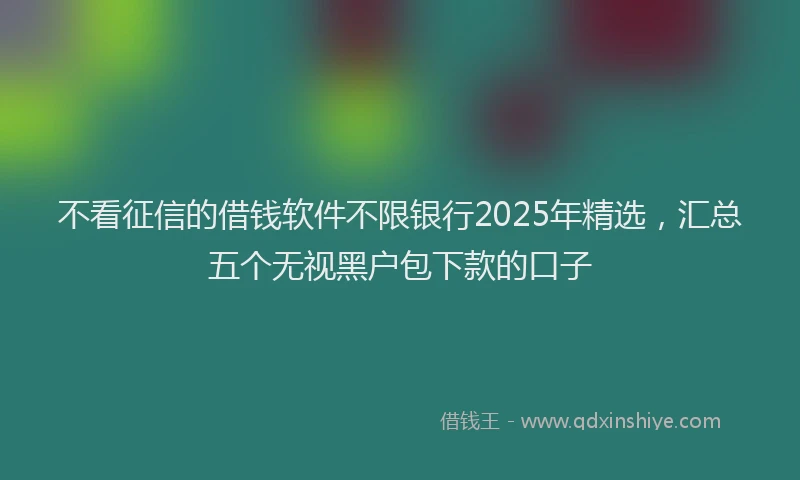 不看征信的借钱软件不限银行2025年精选，汇总五个无视黑户包下款的口子