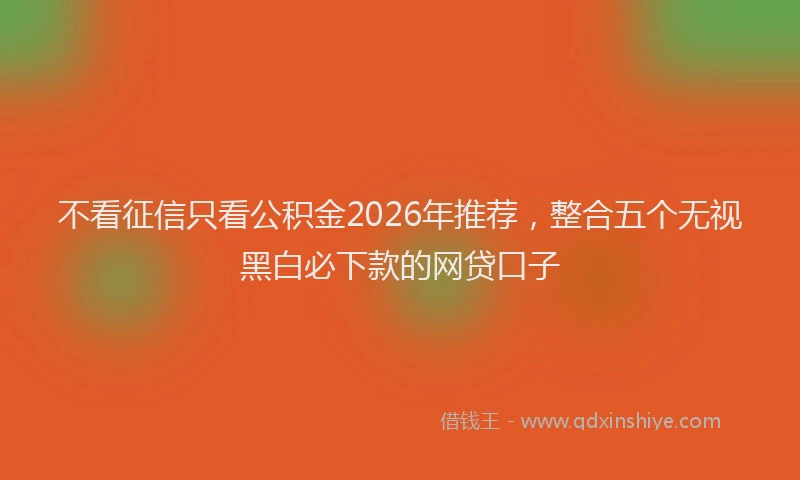 不看征信只看公积金2026年推荐，整合五个无视黑白必下款的网贷口子