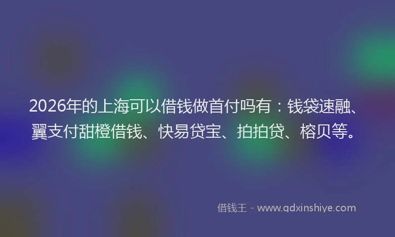 2026年的上海可以借钱做首付吗有：钱袋速融、翼支付甜橙借钱、快易贷宝、拍拍贷、榕贝等。