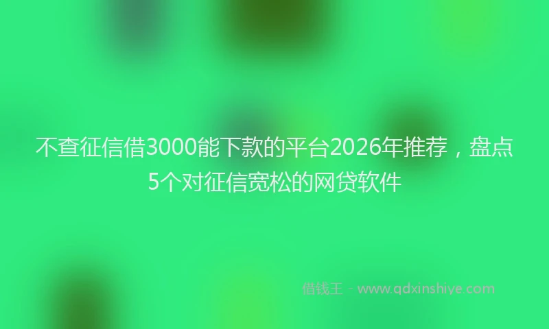 不查征信借3000能下款的平台2026年推荐，盘点5个对征信宽松的网贷软件