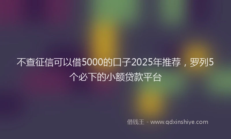 不查征信可以借5000的口子2025年推荐，罗列5个必下的小额贷款平台
