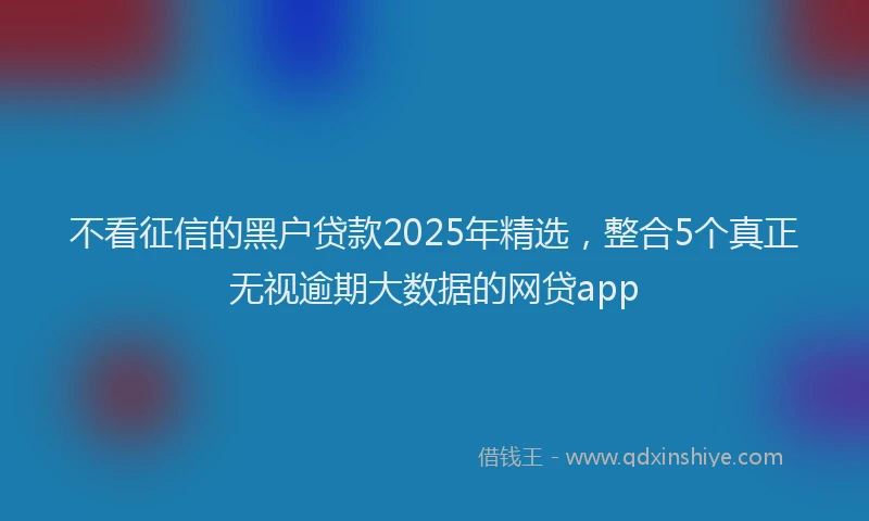 不看征信的黑户贷款2025年精选，整合5个真正无视逾期大数据的网贷app