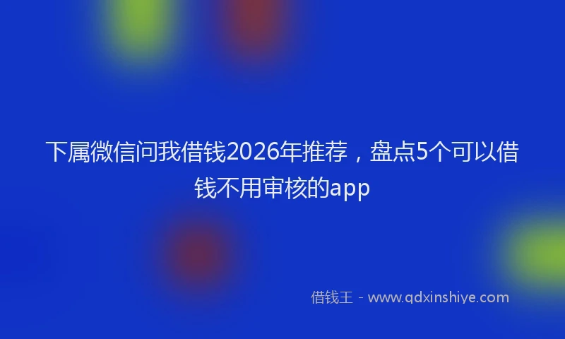 下属微信问我借钱2026年推荐，盘点5个可以借钱不用审核的app