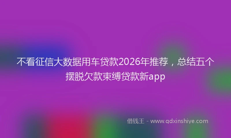 不看征信大数据用车贷款2026年推荐，总结五个摆脱欠款束缚贷款新app