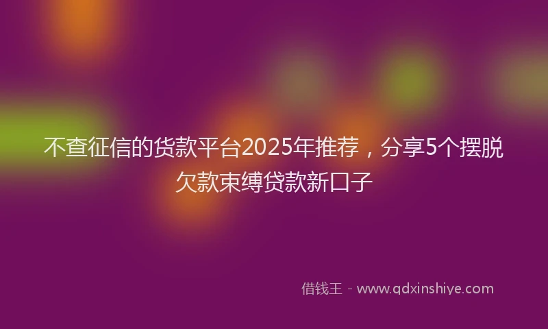 不查征信的货款平台2025年推荐，分享5个摆脱欠款束缚贷款新口子
