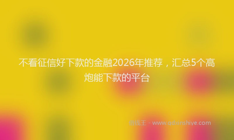 不看征信好下款的金融2026年推荐，汇总5个高炮能下款的平台