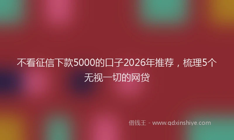 不看征信下款5000的口子2026年推荐，梳理5个无视一切的网贷