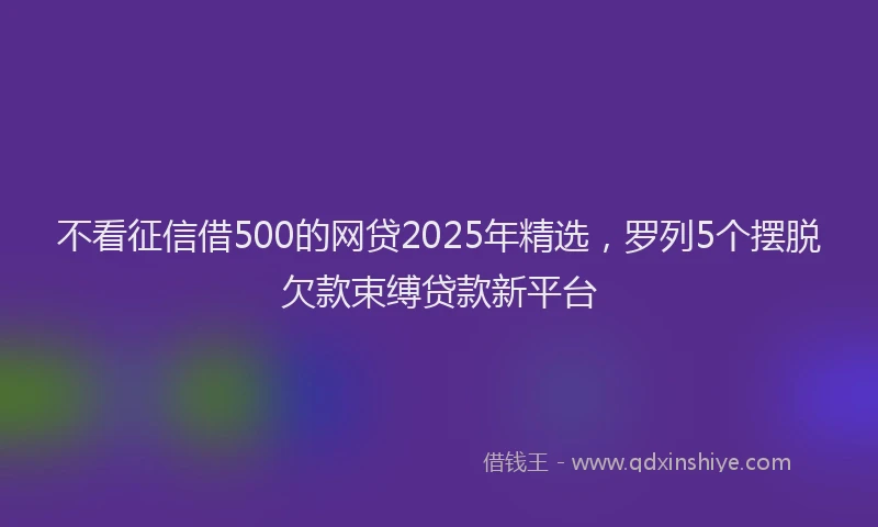 不看征信借500的网贷2025年精选,罗列5个摆脱欠款束缚贷款新平台