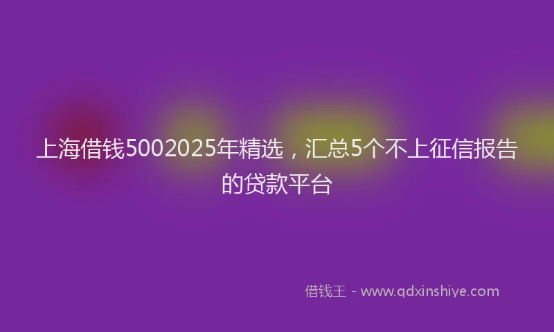上海借钱5002025年精选，汇总5个不上征信报告的贷款平台