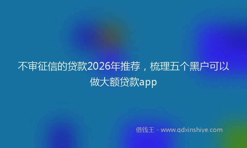 不审征信的贷款2026年推荐，梳理五个黑户可以做大额贷款app