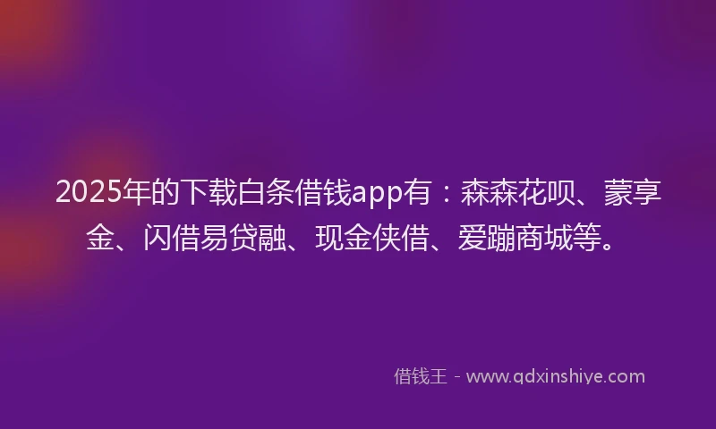 2025年的下载白条借钱app有：森森花呗、蒙享金、闪借易贷融、现金侠借、爱蹦商城等。