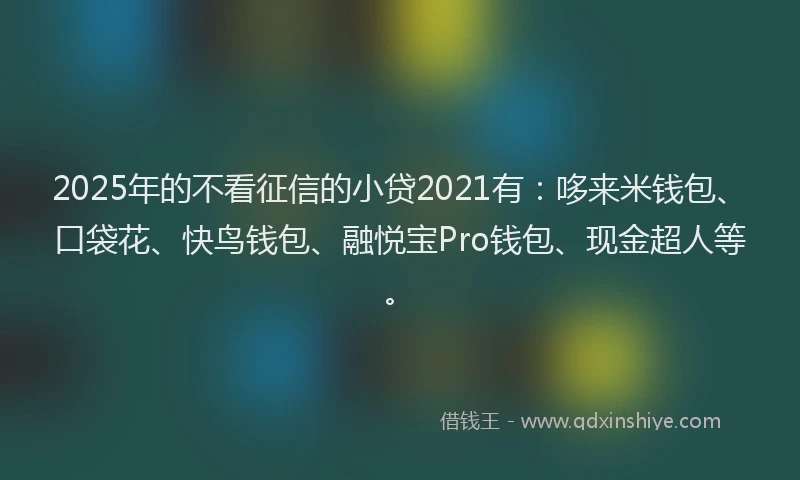 2025年的不看征信的小贷2021有：哆来米钱包、口袋花、快鸟钱包、融悦宝Pro钱包、现金超人等。