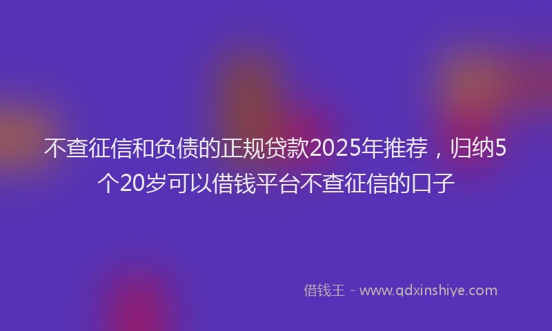 不查征信和负债的正规贷款2025年推荐，归纳5个20岁可以借钱平台不查征信的口子