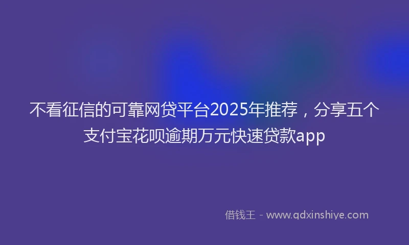 不看征信的可靠网贷平台2025年推荐，分享五个支付宝花呗逾期万元快速贷款app