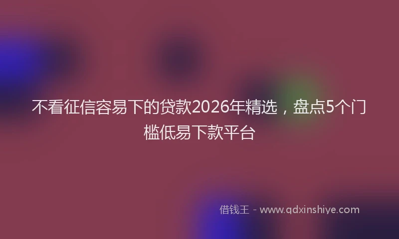 不看征信容易下的贷款2026年精选，盘点5个门槛低易下款平台