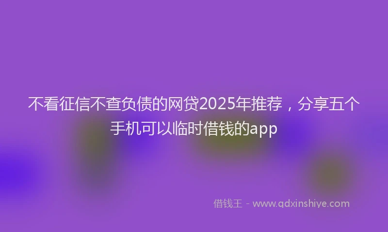 不看征信不查负债的网贷2025年推荐，分享五个手机可以临时借钱的app