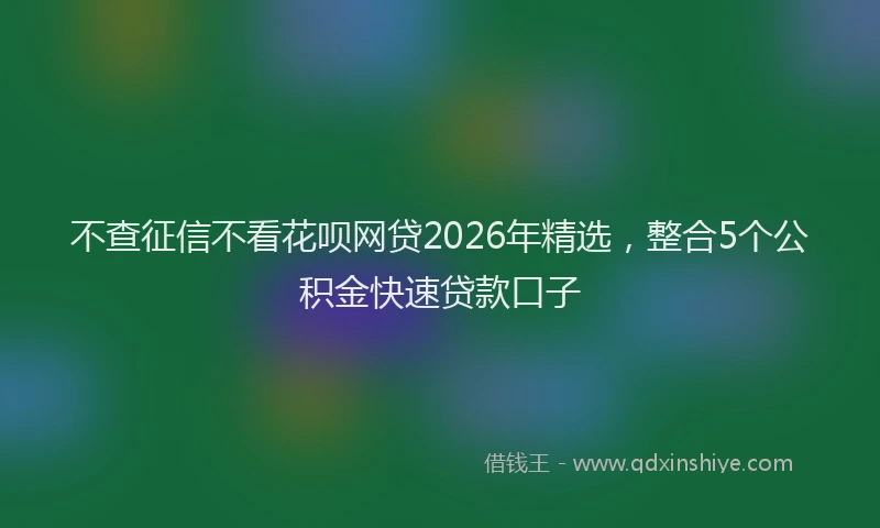 不查征信不看花呗网贷2026年精选，整合5个公积金快速贷款口子