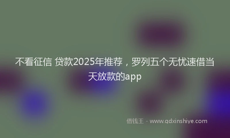 不看征信 贷款2025年推荐，罗列五个无忧速借当天放款的app