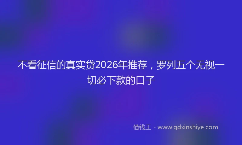 不看征信的真实贷2026年推荐，罗列五个无视一切必下款的口子