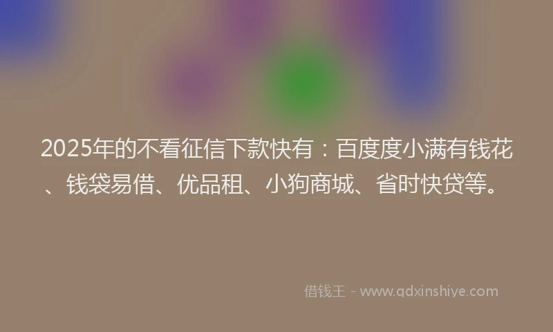 2025年的不看征信下款快有：百度度小满有钱花、钱袋易借、优品租、小狗商城、省时快贷等。