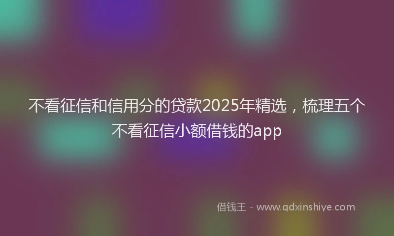 不看征信和信用分的贷款2025年精选，梳理五个不看征信小额借钱的app