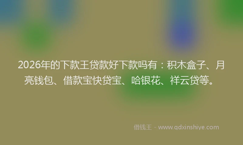 2026年的下款王贷款好下款吗有：积木盒子、月亮钱包、借款宝快贷宝、哈银花、祥云贷等。