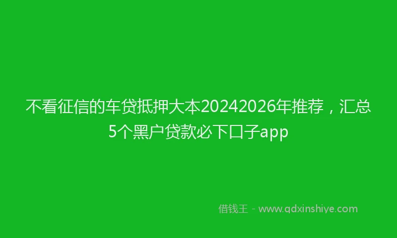 不看征信的车贷抵押大本20242026年推荐，汇总5个黑户贷款必下口子app