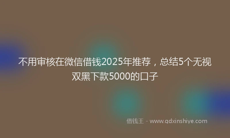 不用审核在微信借钱2025年推荐，总结5个无视双黑下款5000的口子