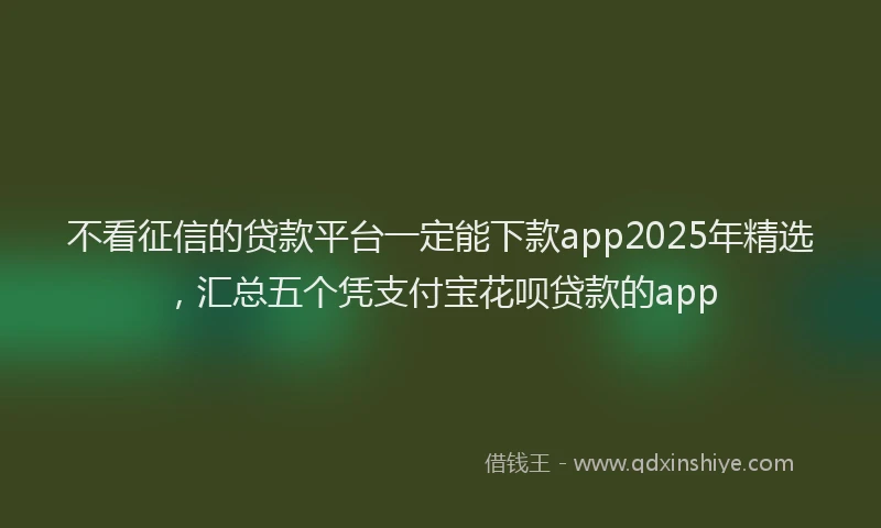 不看征信的贷款平台一定能下款app2025年精选，汇总五个凭支付宝花呗贷款的app