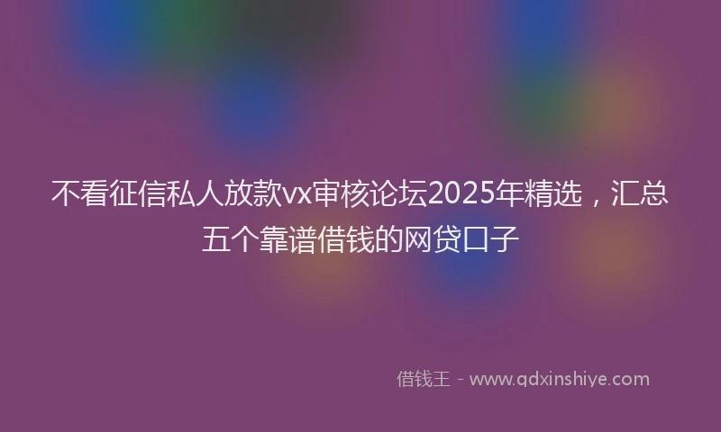 不看征信私人放款vx审核论坛2025年精选，汇总五个靠谱借钱的网贷口子