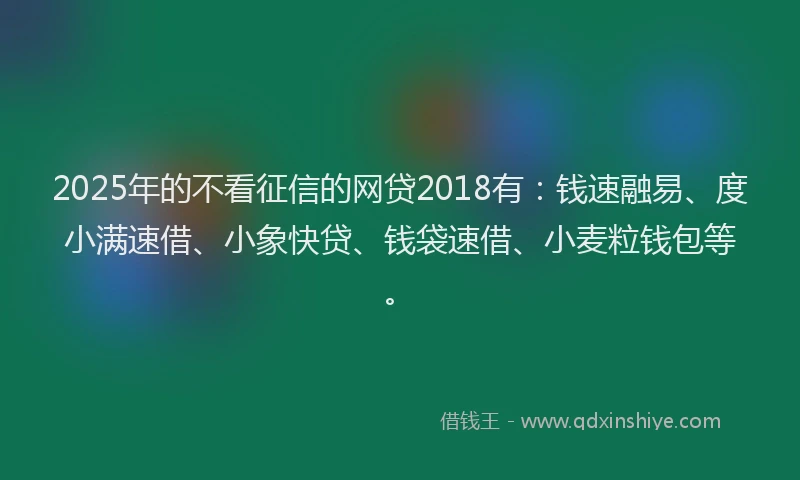 2025年的不看征信的网贷2018有：钱速融易、度小满速借、小象快贷、钱袋速借、小麦粒钱包等。