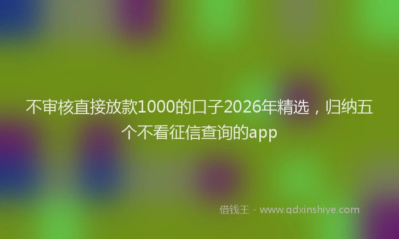 不审核直接放款1000的口子2026年精选，归纳五个不看征信查询的app