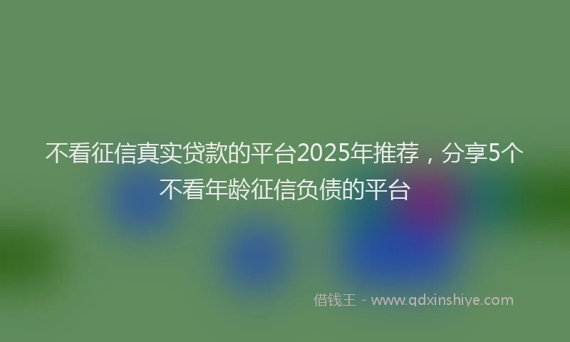 不看征信真实贷款的平台2025年推荐，分享5个不看年龄征信负债的平台