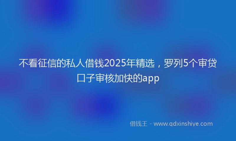 不看征信的私人借钱2025年精选，罗列5个审贷口子审核加快的app